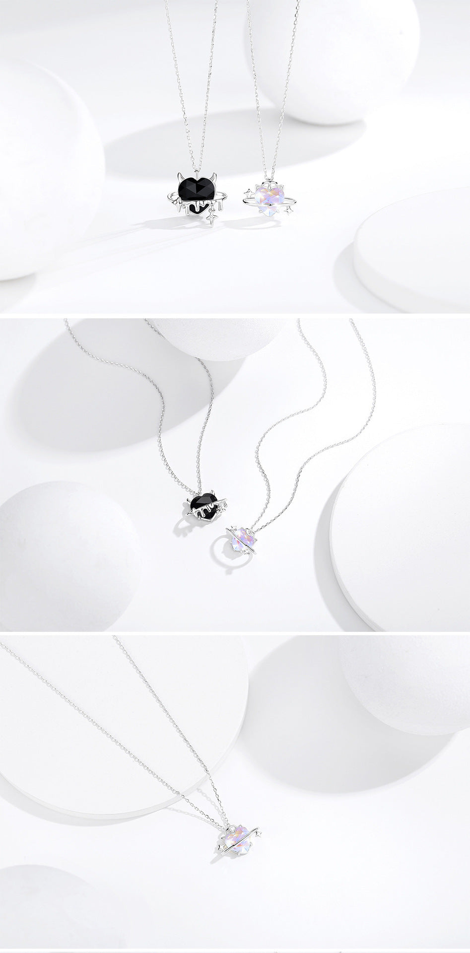 💖925 Silver Angel and Devil Necklace  A Unique and Romantic Emotional Bond