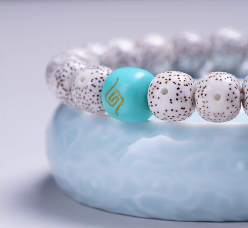 High - Density Hainan Xingyue Bodhi Beads Bracelet - Clear Moon, Sparse Stars, Large Blank Space, Unisex Buddhist Bead Jewelry