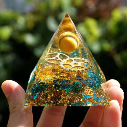 Feng Shui Resin Crystal Ball Gravel Pyramid Lucky Money Tree Desktop Decor for Home - Oriental Culture Shop
