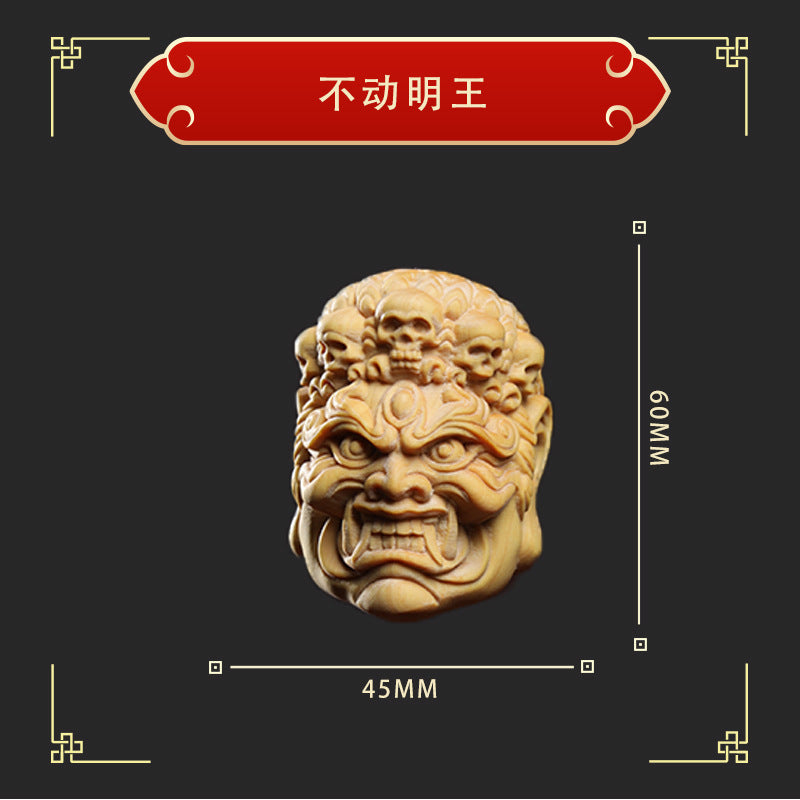 Boxwood carving——The Master gives energy to keep the treasure safe hanging ornaments Oriental Culture Shop