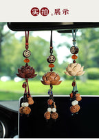 Protective talisman, amulet, churinga, periapt CarPray Peach-bodhi lotus shape car pendant, bless peace charm. - Oriental Culture Shop