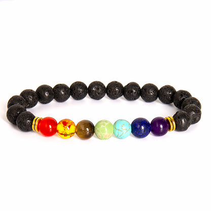 Colorful natural volcano handmade beaded natural tiger eye stone bracelet, which contains the properties of fire and earth Oriental Culture Shop