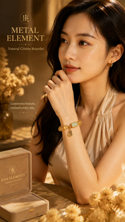 Natural Citrine Bracelet | Metal Element Inspired Oriental Gemstone Jewelry