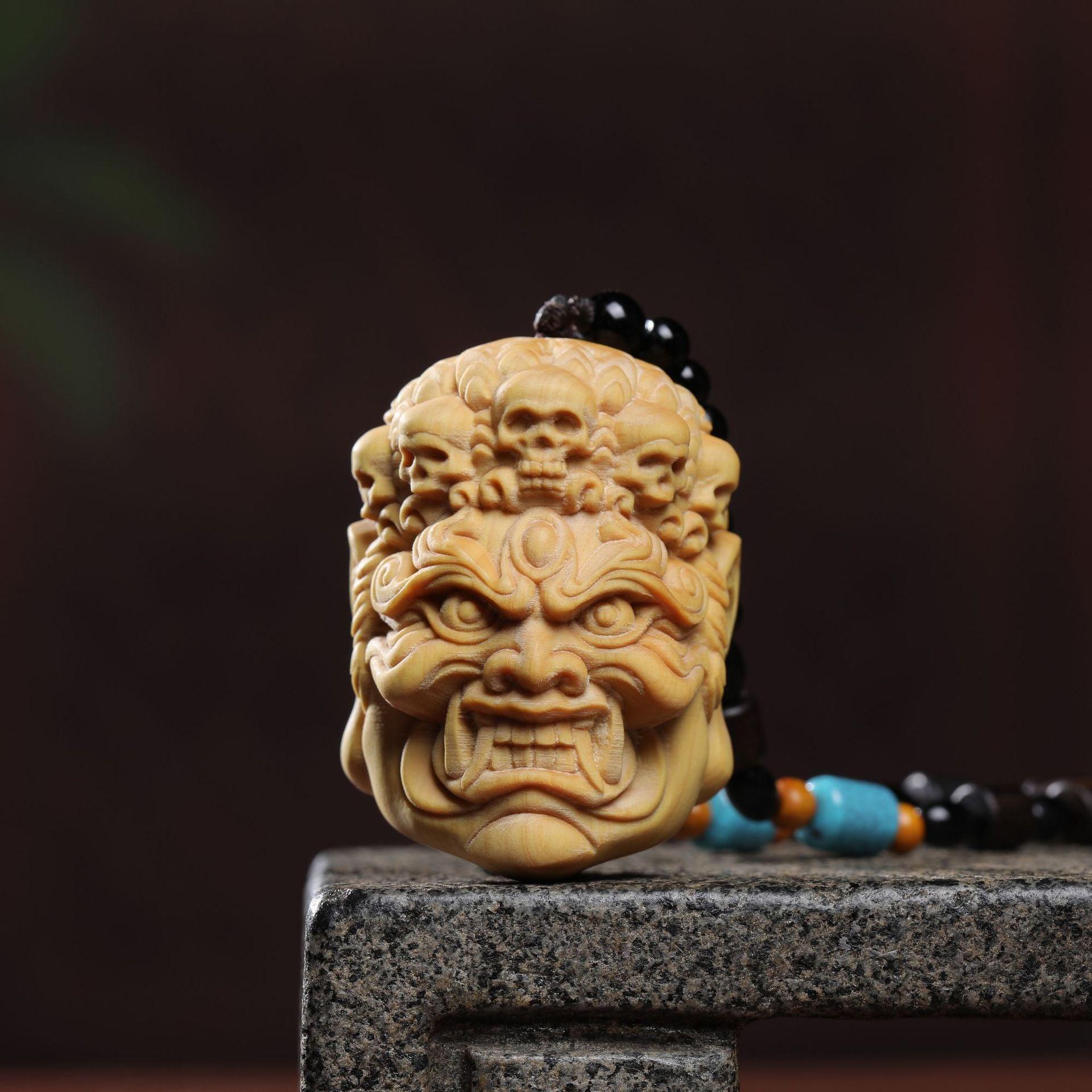 Boxwood carving——The Master gives energy to keep the treasure safe hanging ornaments - Oriental Culture Shop