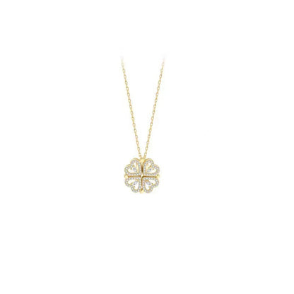 Double-Way Clover & Heart Necklace for girls Women – Convertible Elegance S925 Sterling Silver 🌟