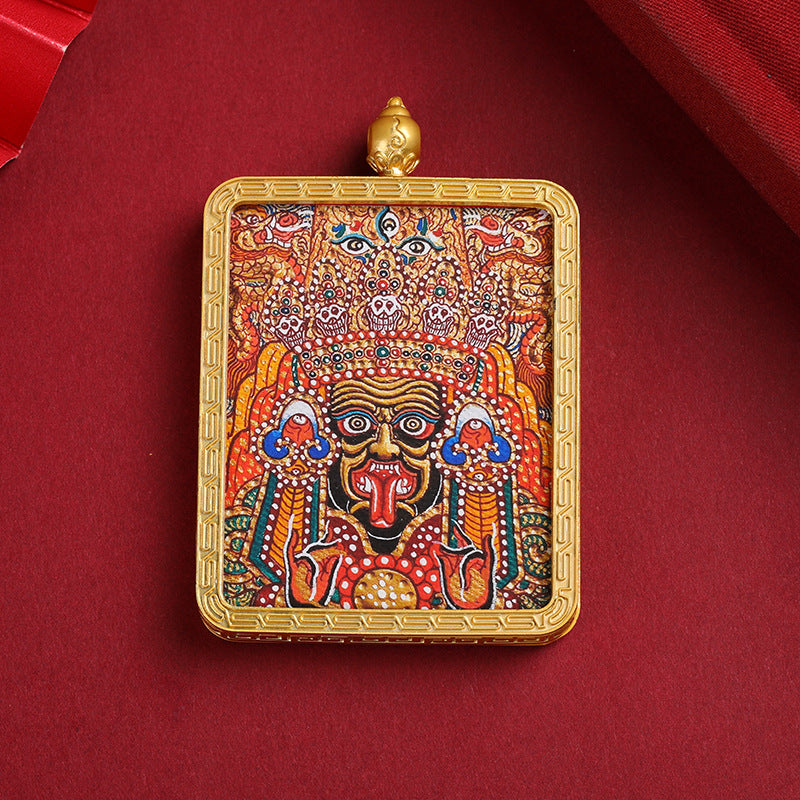 Pendant Zakiram Five Master Green Tara Tibetan Thangka——Patron saint of women's health Oriental Culture Shop