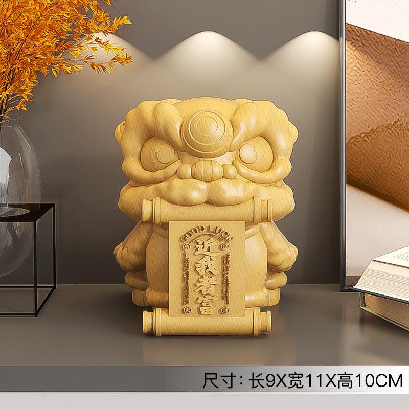 Woodcarving，Awake lion，Artware ——Handmade with traditional techniques,Increase one's fortune - Oriental Culture Shop