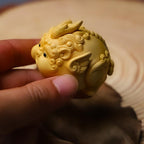 Boxwood carving lovely Pixiu hand piece living room office desktop home furnishings - Pixiu, the mythical animal that attracts wealth - Oriental Culture Shop