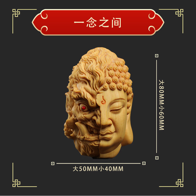 Boxwood carving——The Master gives energy to keep the treasure safe hanging ornaments Oriental Culture Shop