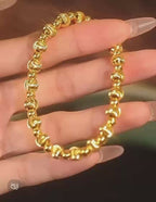 Cat's Eye Alluvial Gold Adjustable Bracelet - Meaningful Gift for Her with Lucky Clover & Stress-Relief Benefits