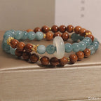 Double - Layered Blue - Water Jadeite Bracelet | A Five - Element Lucky Charm with Retro Glamour