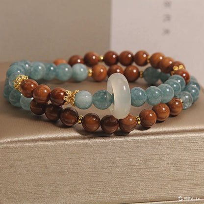 Double - Layered Blue - Water Jadeite Bracelet | A Five - Element Lucky Charm with Retro Glamour