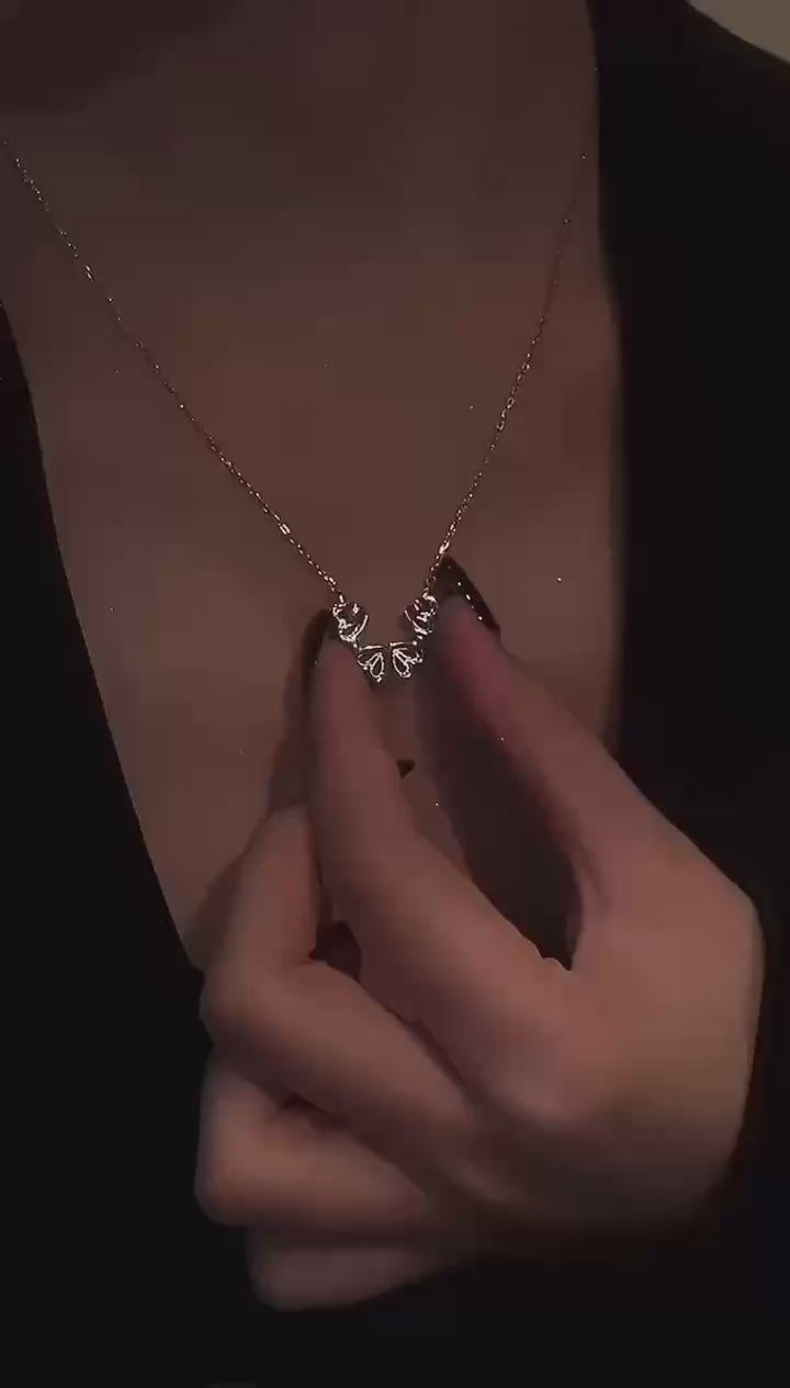 Doppelseitige Kleeblatt- und Herzkette für Mädchen und Frauen – Wandelbare Eleganz S925 Sterling Silber 🌟