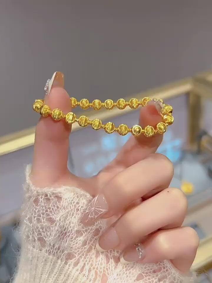 Cat's Eye Alluvial Gold Adjustable Bracelet - Meaningful Gift for Her with Lucky Clover & Stress-Relief Benefits