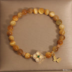 Four-Leaf Clover Tiger's Eye Bracelet | A Lucky Amulet for Feng Shui Balance